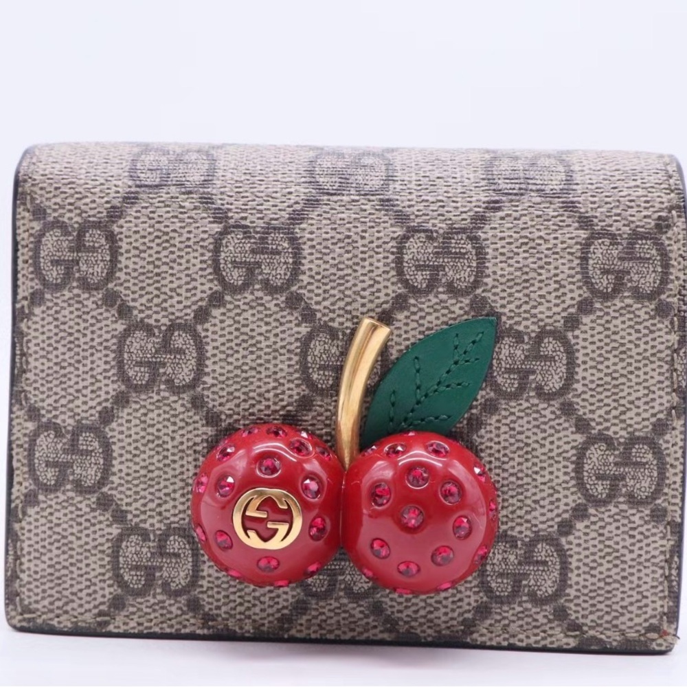 Gucci Beige and Red Cherry Wallet